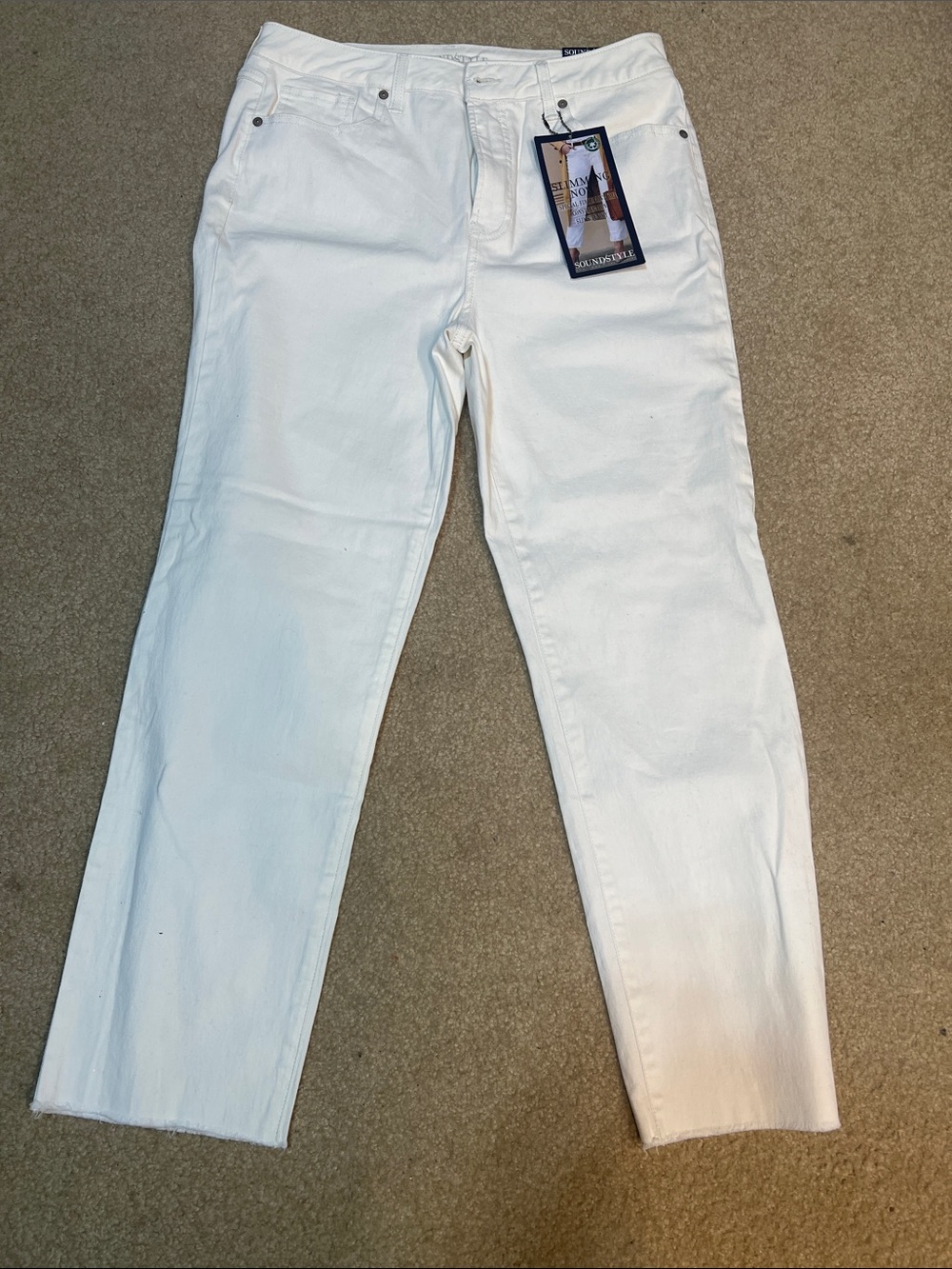 NWT Sound Style Hope High Rise Straight Leg Ankle White Jeans Size 10